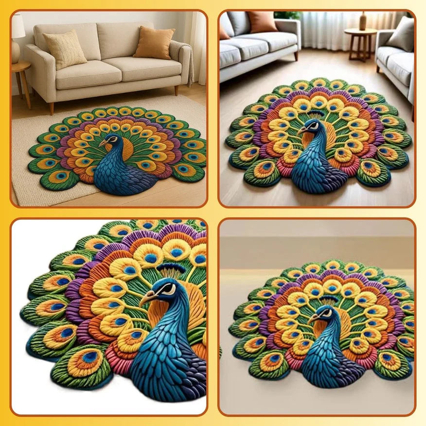 SmartHom Non Slippery  Peacock Floor Mat - Buy 1 Get 1 Free