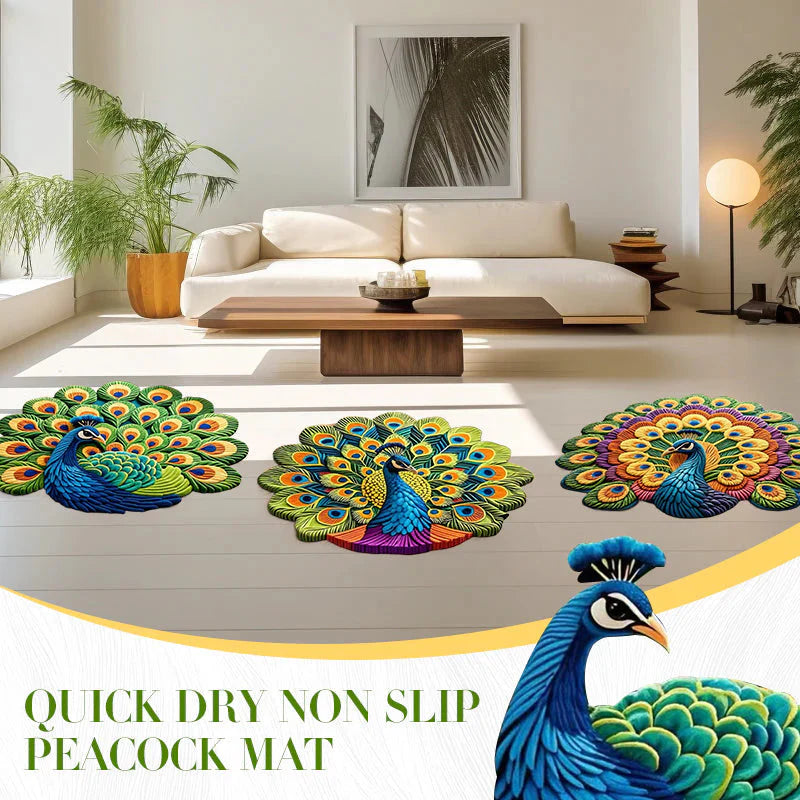 SmartHom Non Slippery  Peacock Floor Mat - Buy 1 Get 1 Free