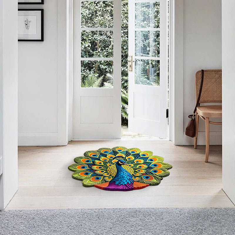 SmartHom Non Slippery  Peacock Floor Mat - Buy 1 Get 1 Free
