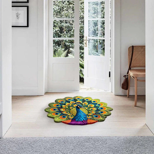 SmartHom Non Slippery  Peacock Floor Mat - Buy 1 Get 1 Free