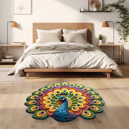 SmartHom Non Slippery  Peacock Floor Mat - Buy 1 Get 1 Free